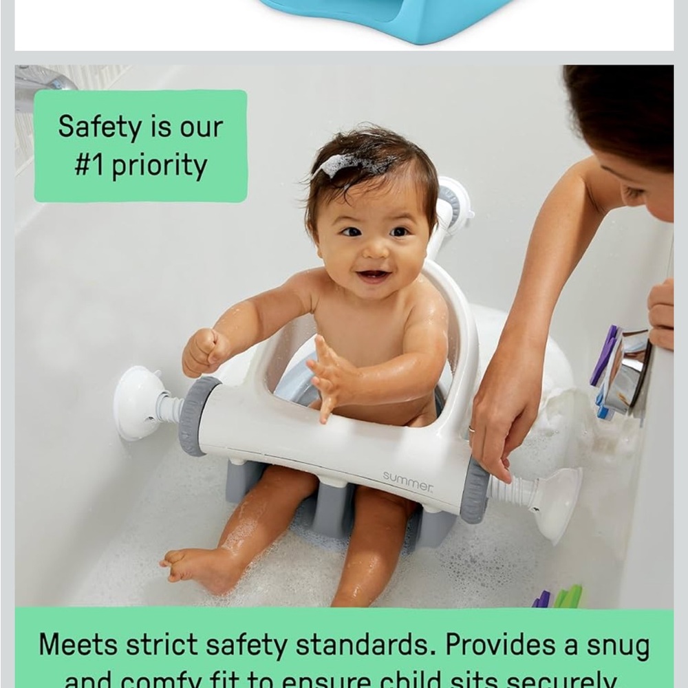 White and Blue Baby Bath Seat